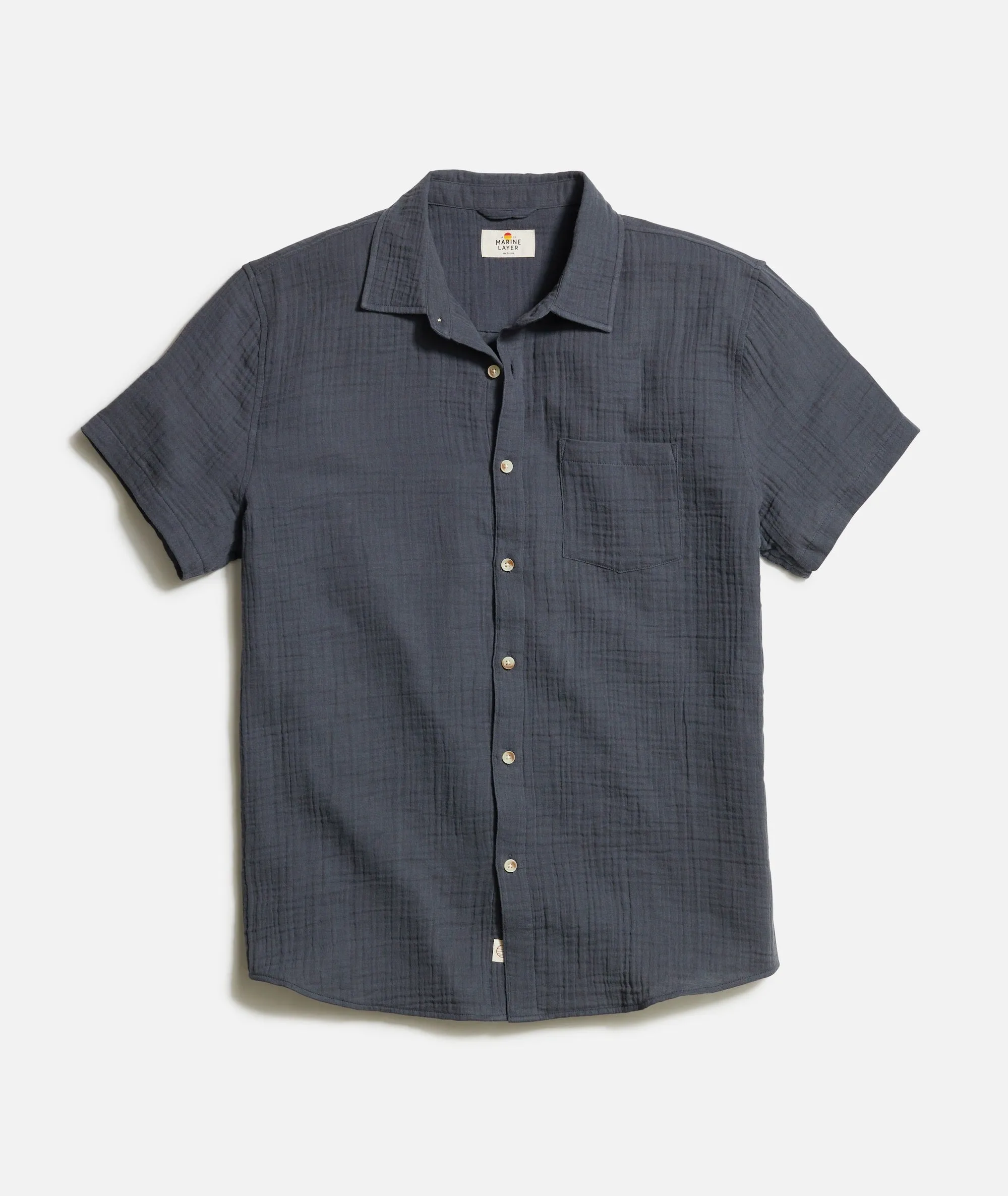 Marine Layer -Crinkle Double Cloth Shirt -India Ink sold by Cave and Post