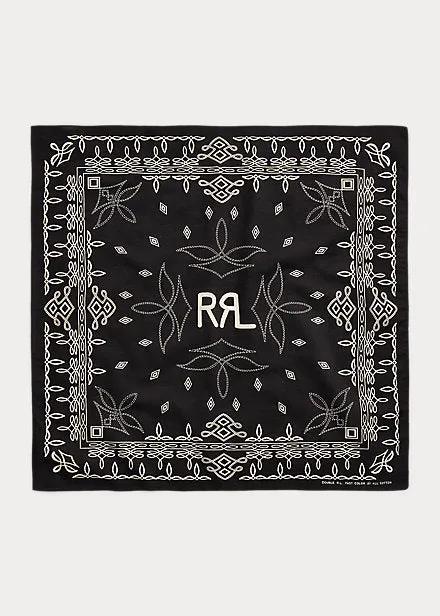 RRL Logo Cotton Bandanna sold by Cave and Post