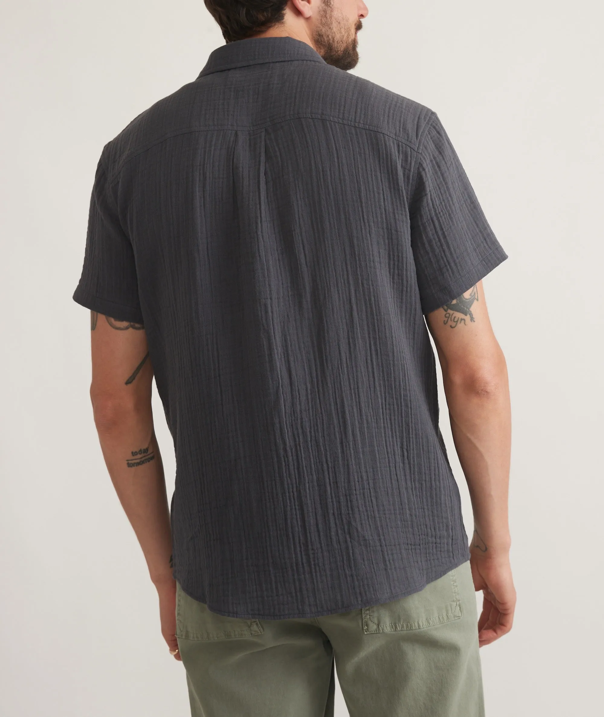 Marine Layer -Crinkle Double Cloth Shirt -India Ink sold by Cave and Post product image thumbnail 5
