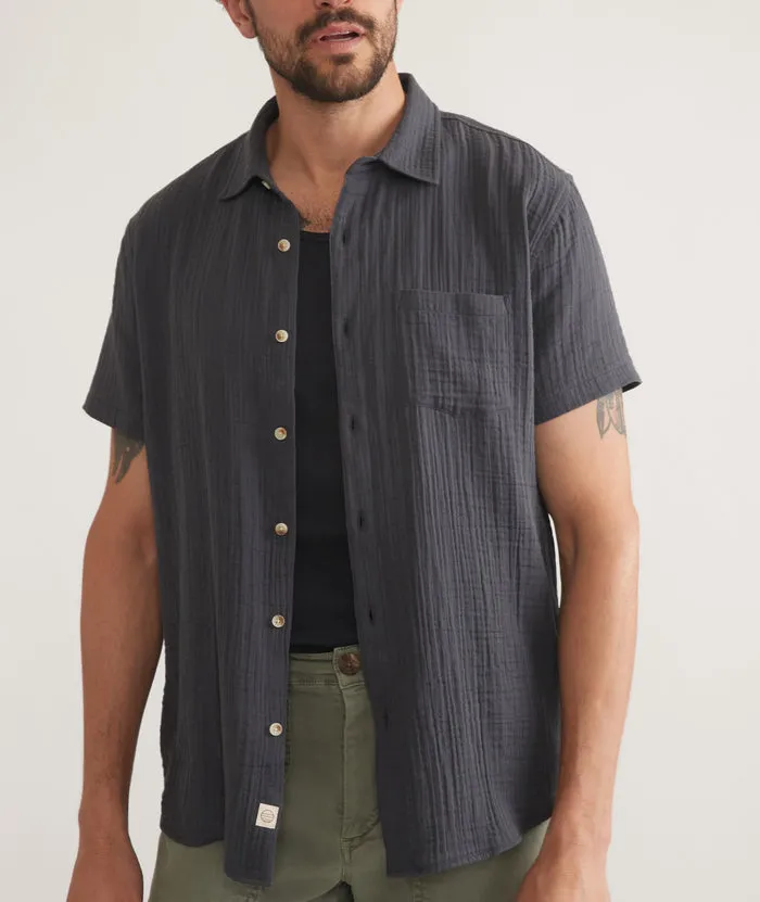 Marine Layer -Crinkle Double Cloth Shirt -India Ink sold by Cave and Post product image thumbnail 4