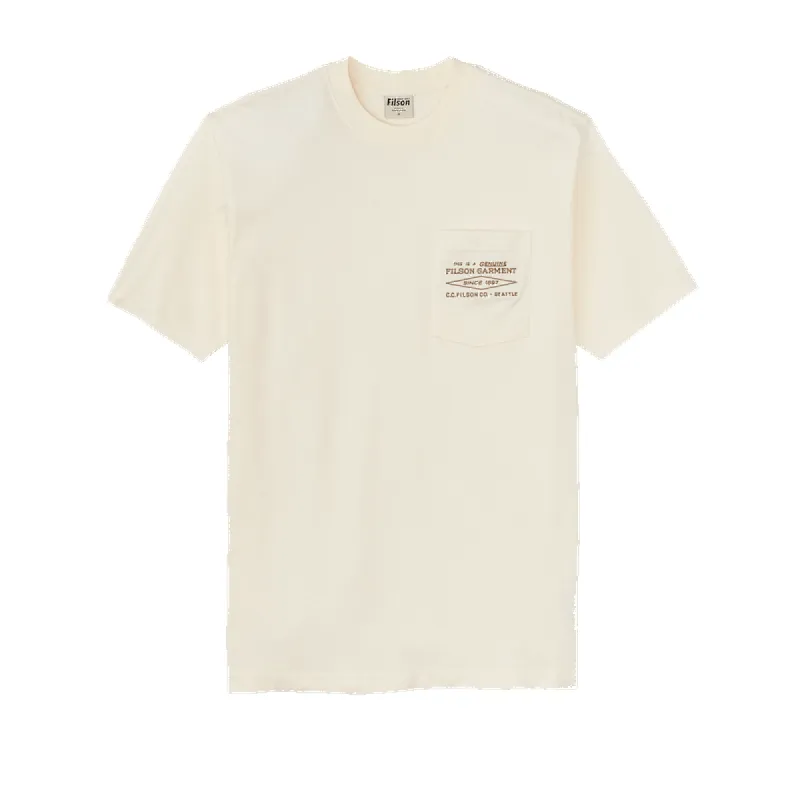 SHORT SLEEVE EMBROIDERED POCKET T-SHIRT - Off White Diamond sold by Cave and Post