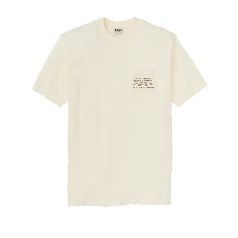 SHORT SLEEVE EMBROIDERED POCKET T-SHIRT - Off White Diamond sold by Cave and Post