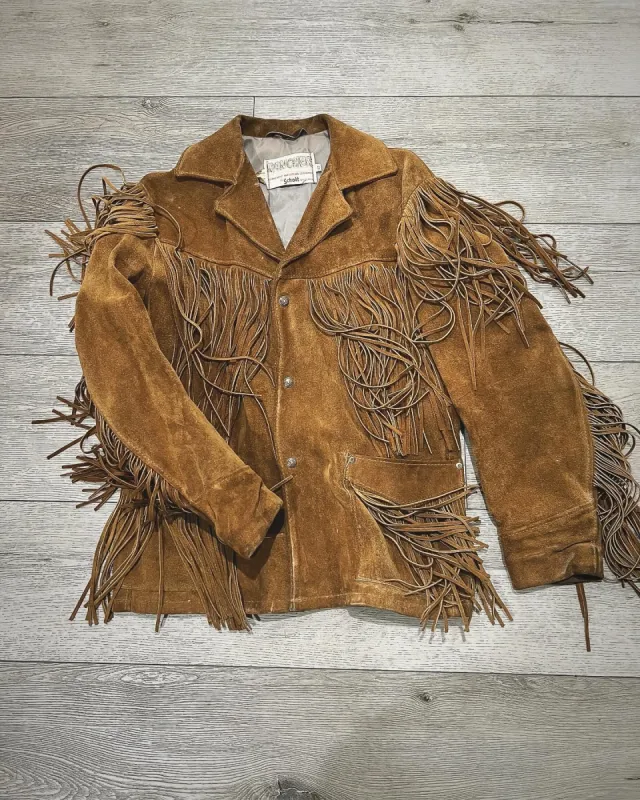 Vintage Schott Men's Suede Fringe Jacket sold by Cave and Post