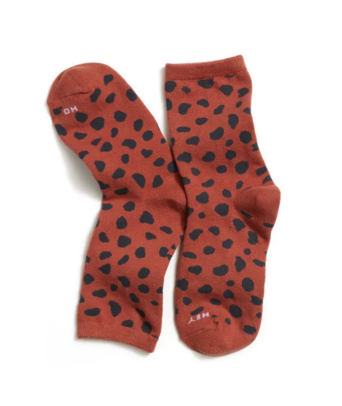 Hi-Ankle Crew Sock in Cheetah sold by Cave and Post