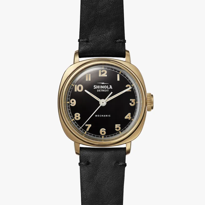 THE MECHANIC 39MM - Black and Gold made by Shinola