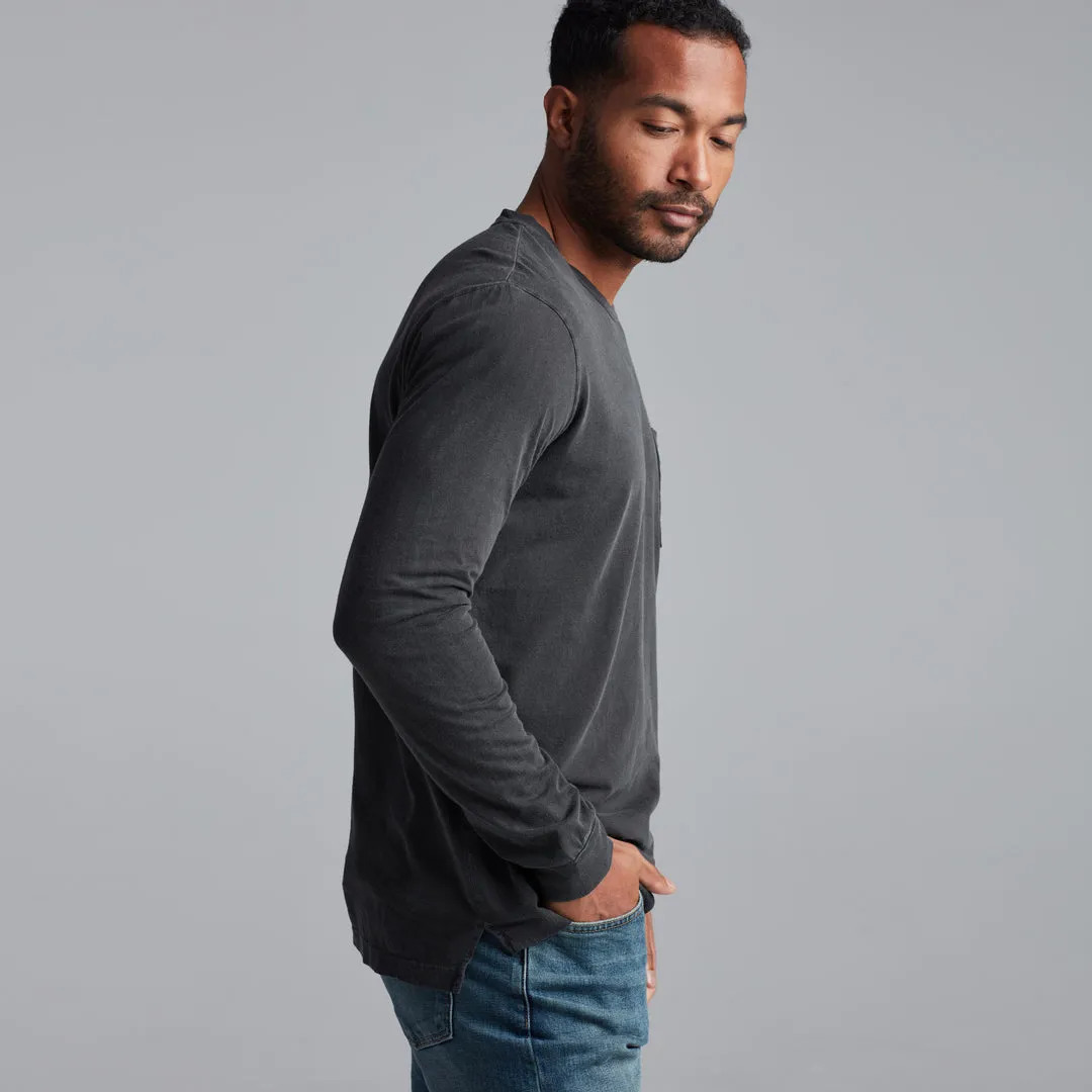 ASHER LONG SLEEVE POCKET TEE - FADED BLACK sold by Cave and Post product image thumbnail 2