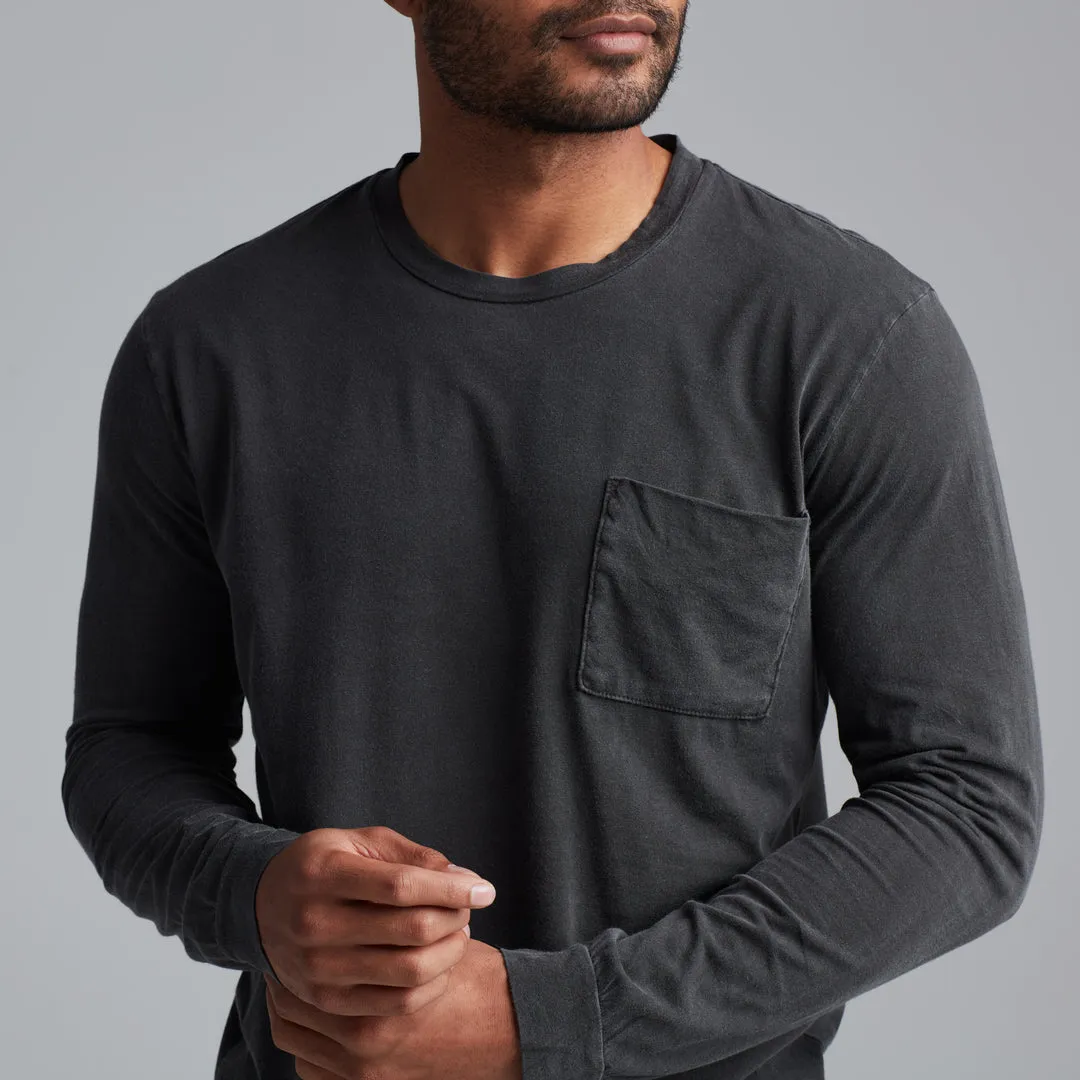 ASHER LONG SLEEVE POCKET TEE - FADED BLACK sold by Cave and Post product image thumbnail 3