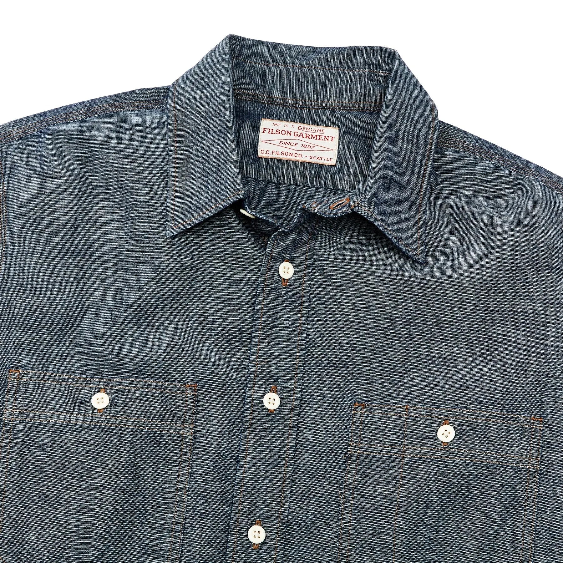 SHORT SLEEVE CHAMBRAY SHIRT sold by Cave and Post product image thumbnail 4