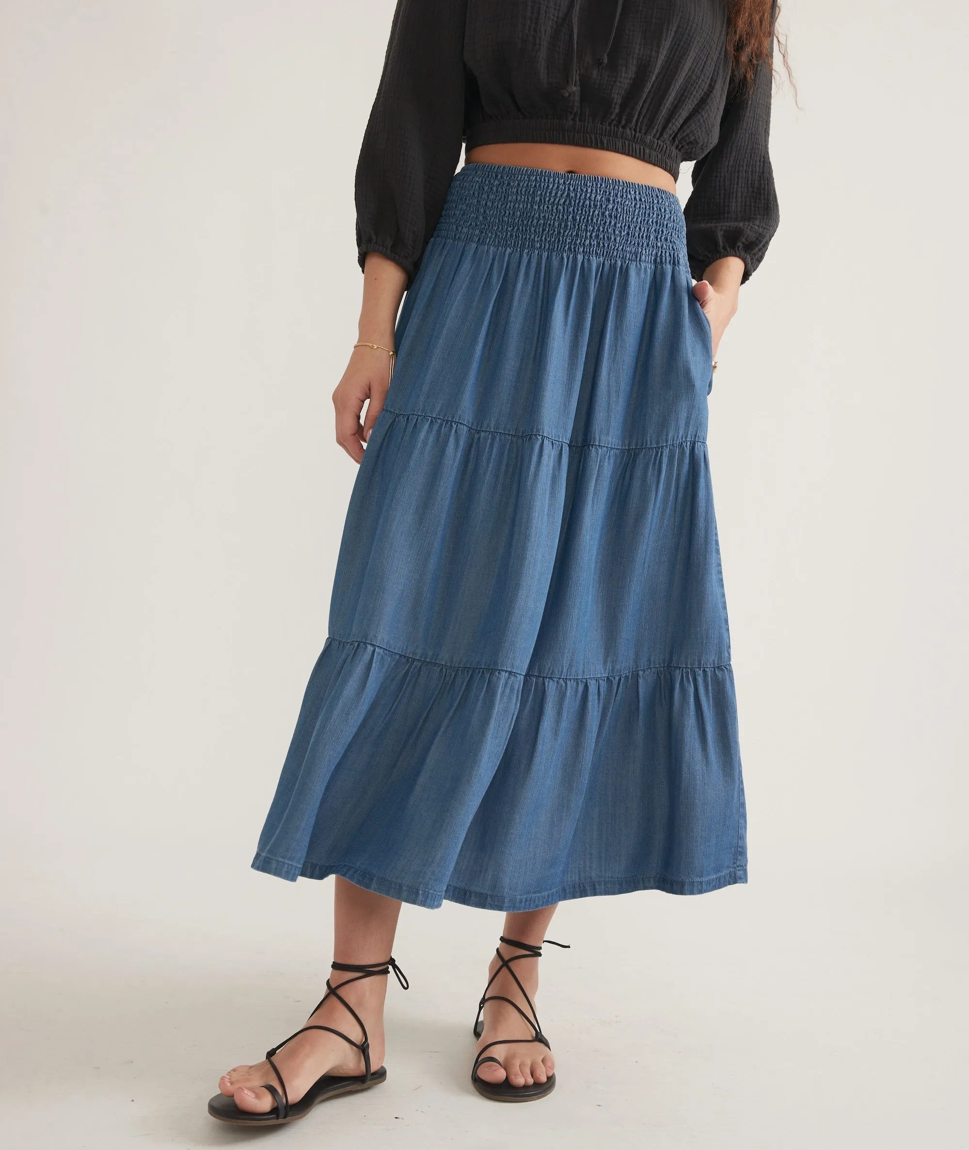 Corinne Chambray Maxi Skirt - Medium Wash sold by Cave and Post product image thumbnail 4
