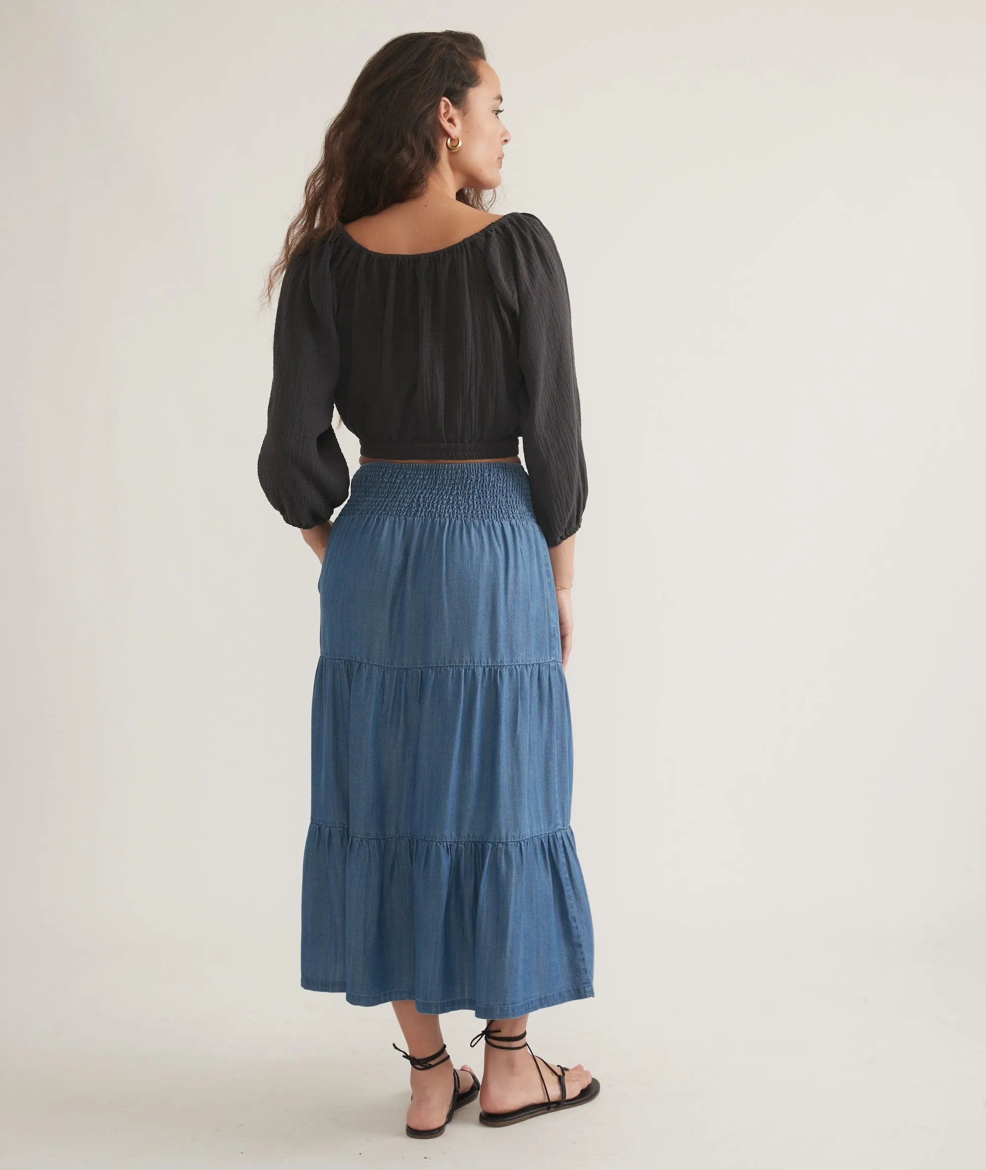 Corinne Chambray Maxi Skirt - Medium Wash sold by Cave and Post product image thumbnail 5
