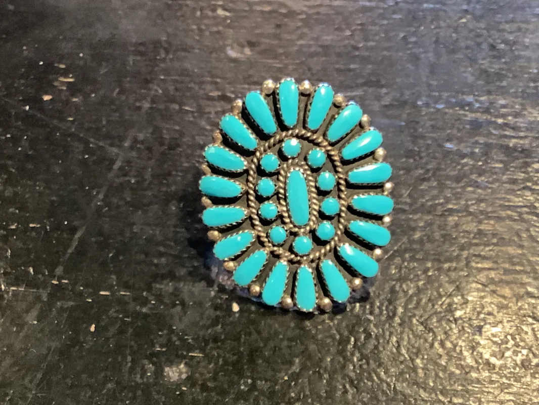 Zuni Petit Point Turquoise Ring sold by Cave and Post