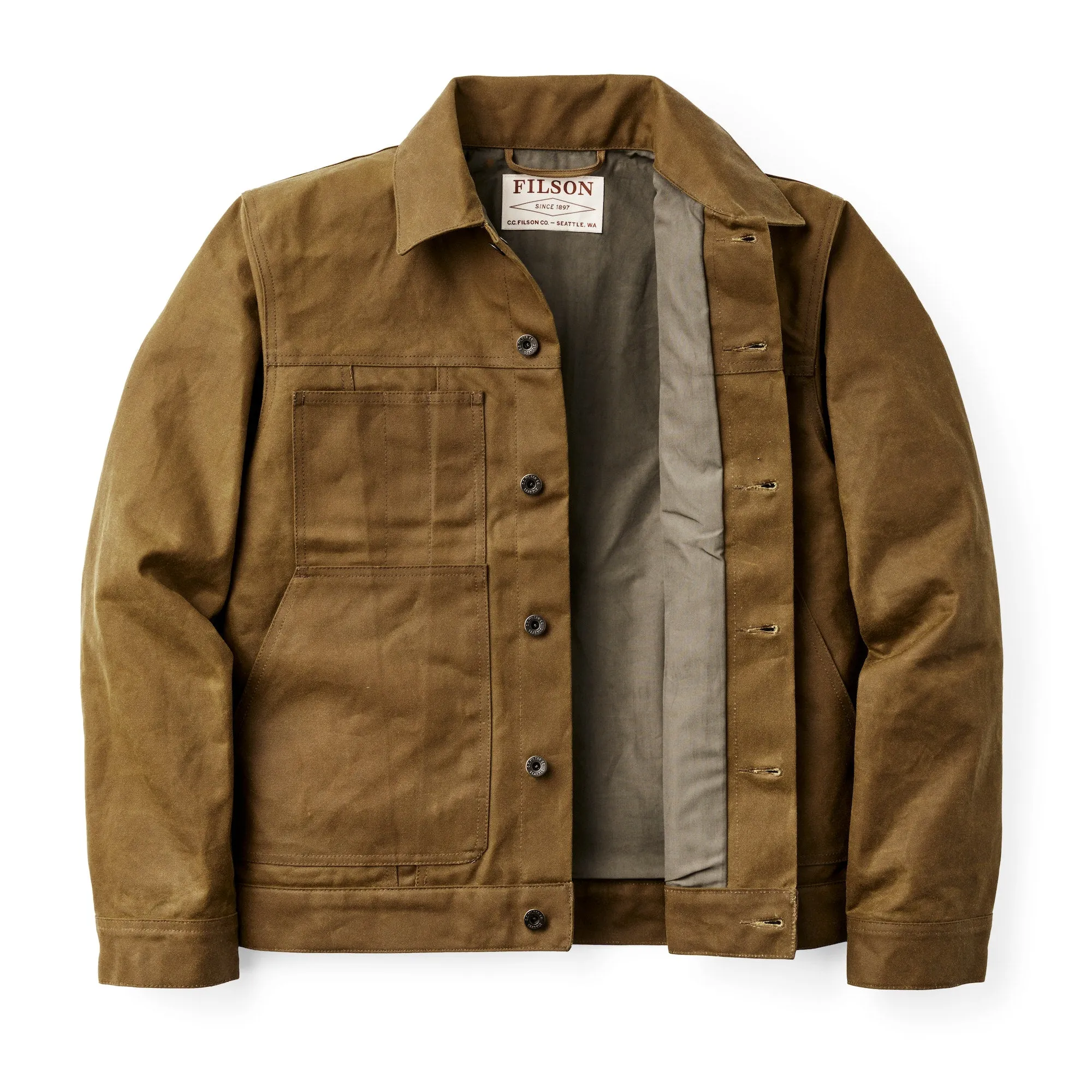 TIN CLOTH SHORT LINED CRUISER JACKET - DARK TAN sold by Cave and Post product image thumbnail 3