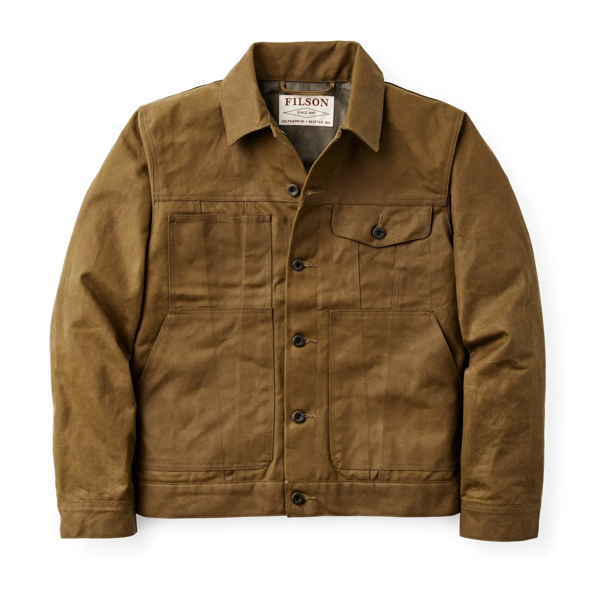 TIN CLOTH SHORT LINED CRUISER JACKET - DARK TAN sold by Cave and Post