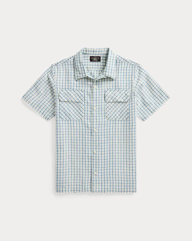 RRL Checked Cotton-Linen Camp Shirt sold by Cave and Post