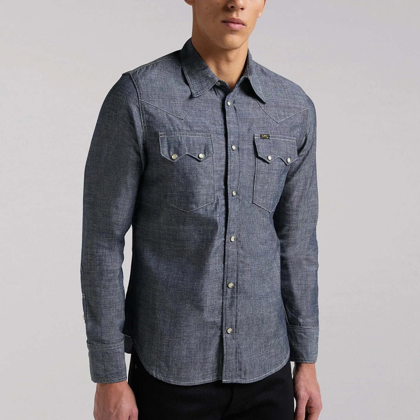 MEN'S LEE 101 WESTERN SHIRT IN DRY (LIGHT INDIGO) sold by Cave and Post