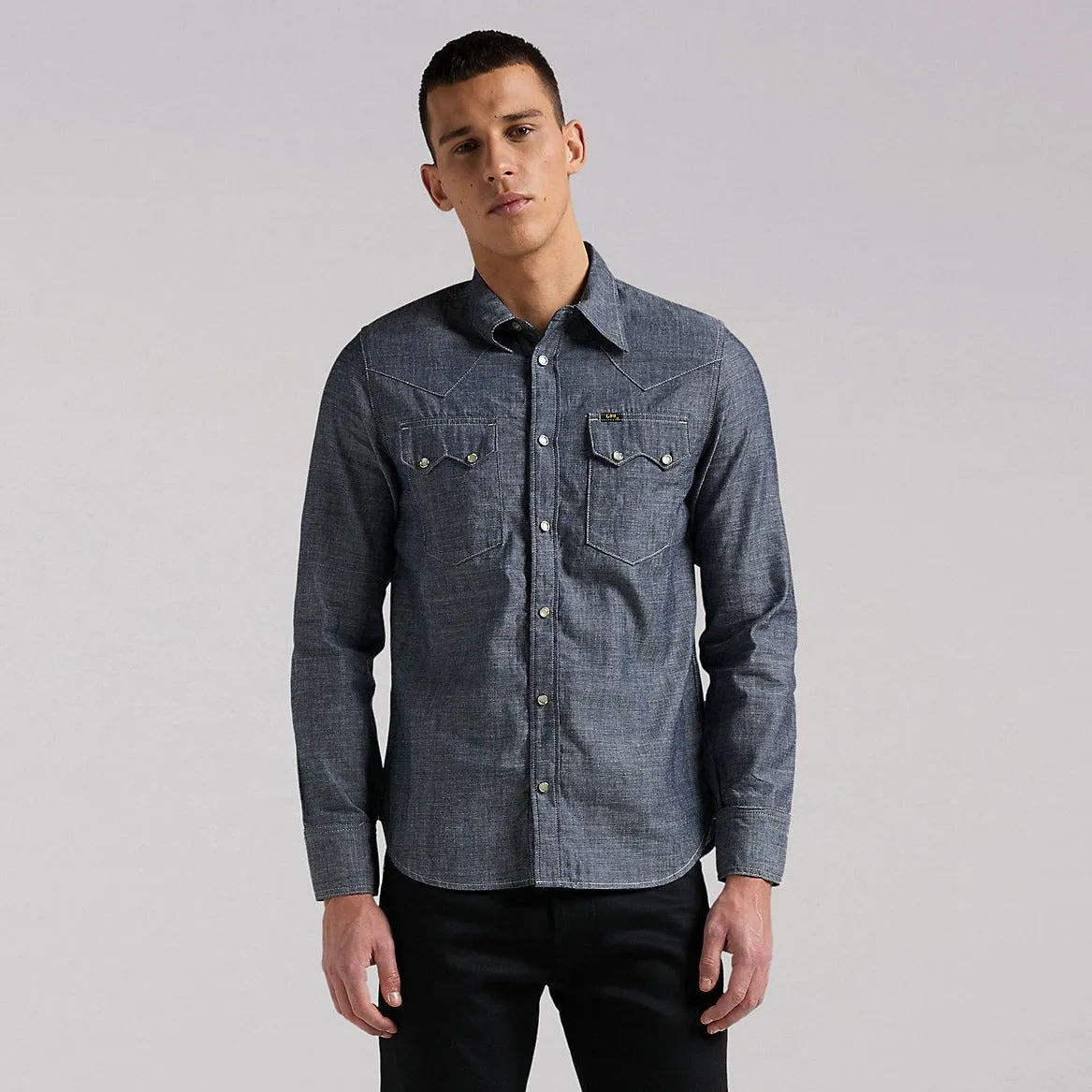 MEN'S LEE 101 WESTERN SHIRT IN DRY (LIGHT INDIGO) sold by Cave and Post product image thumbnail 5