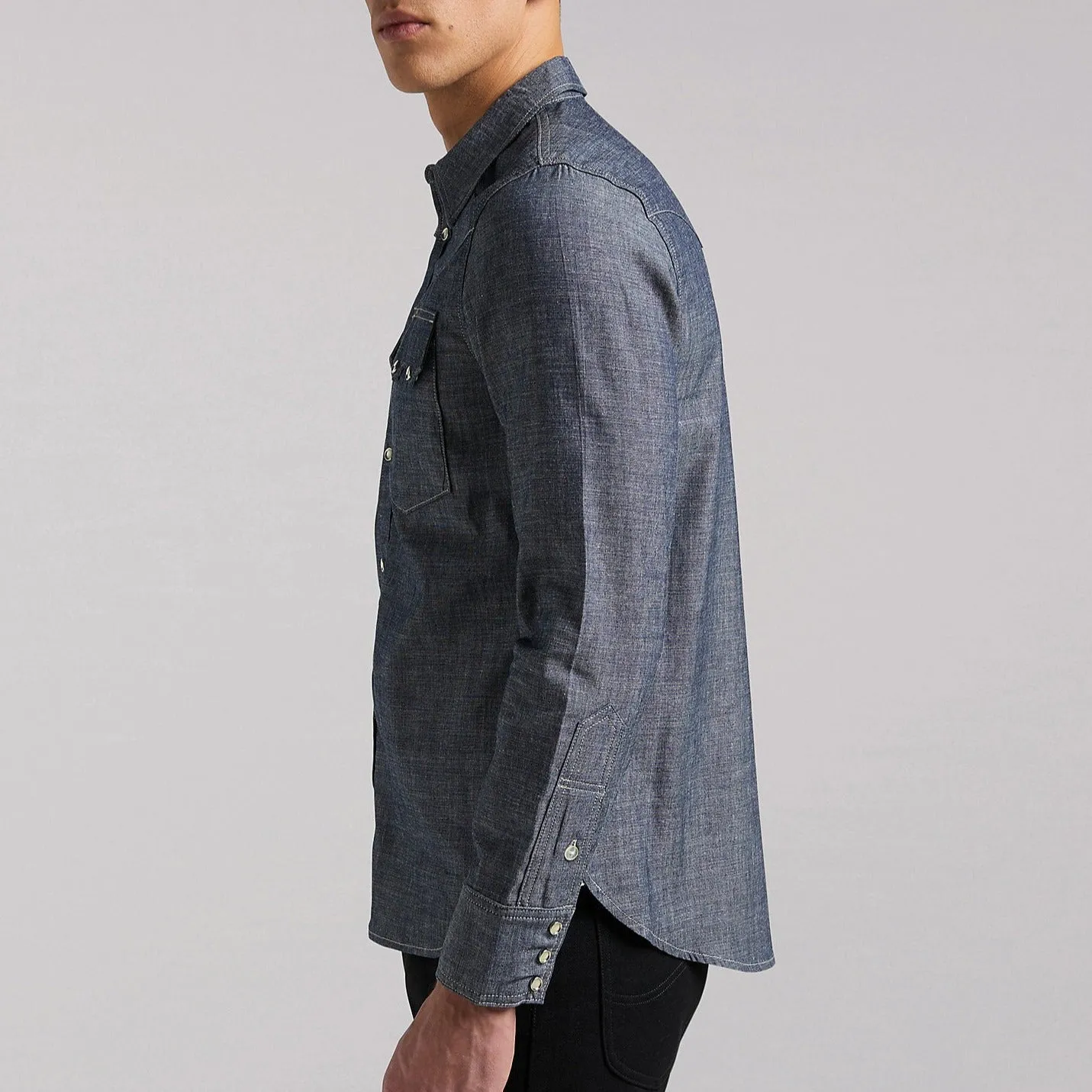 MEN'S LEE 101 WESTERN SHIRT IN DRY (LIGHT INDIGO) sold by Cave and Post product image thumbnail 4