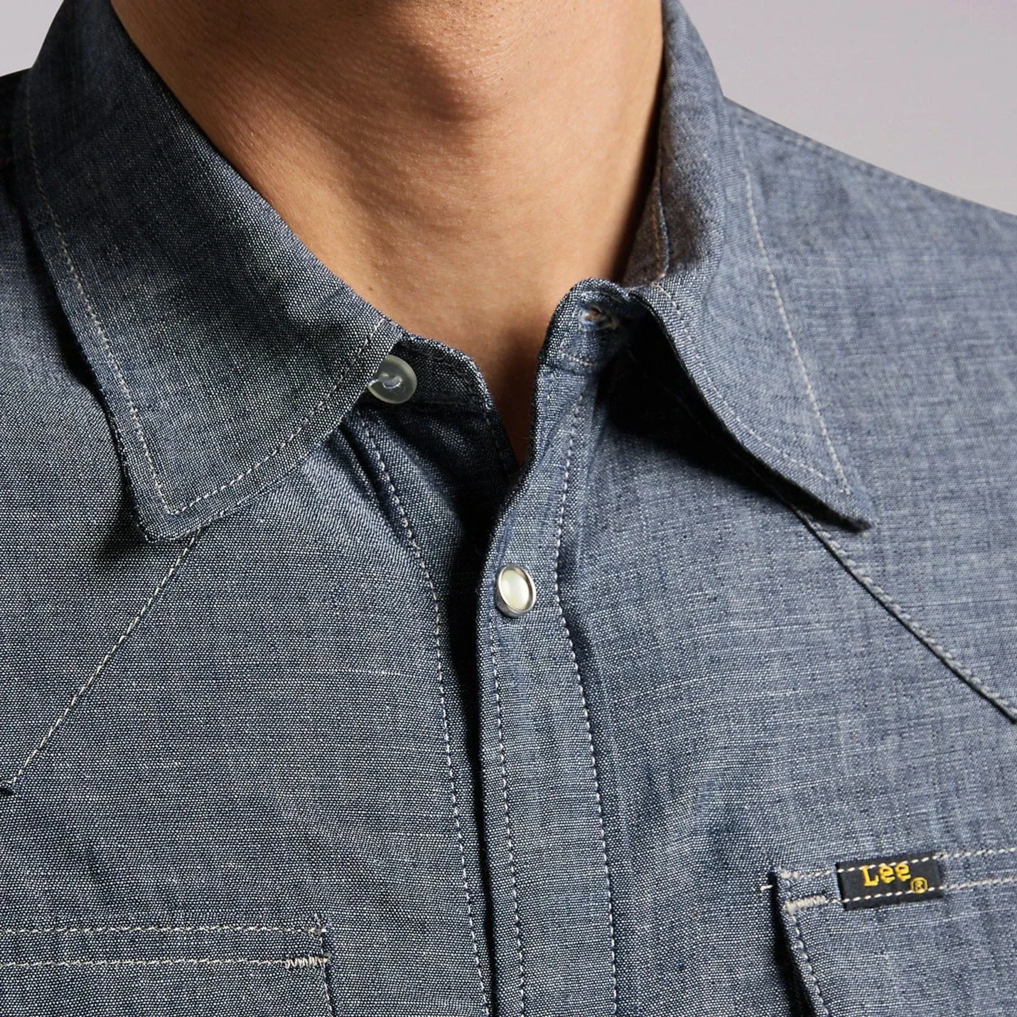 MEN'S LEE 101 WESTERN SHIRT IN DRY (LIGHT INDIGO) sold by Cave and Post product image thumbnail 3