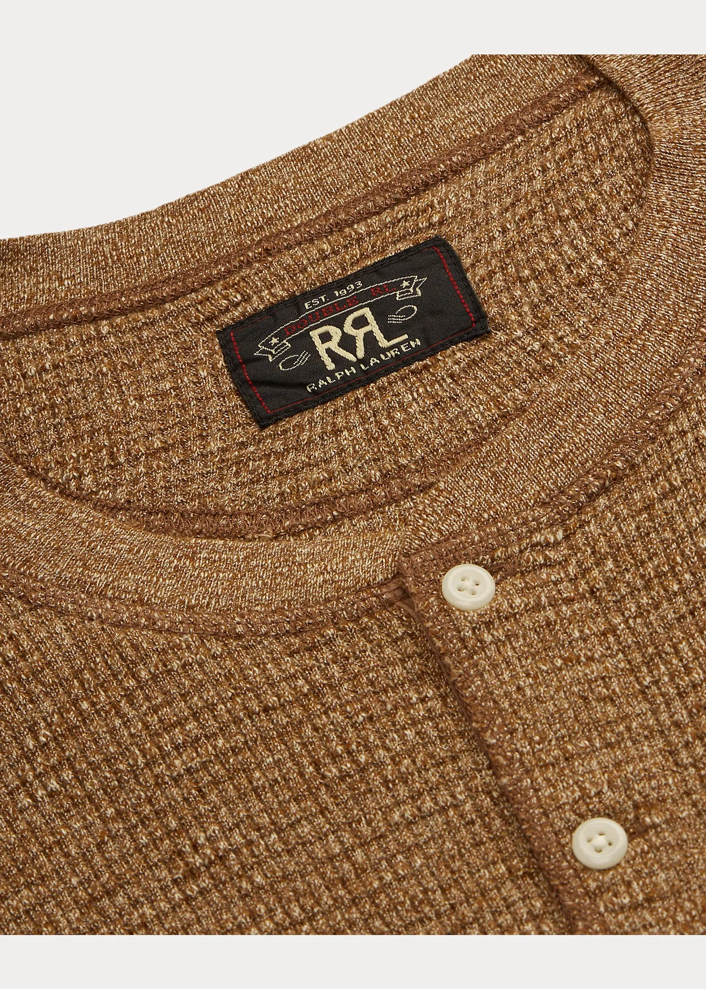 RRL Waffle-Knit Henley Shirt - Brown Heather sold by Cave and Post product image thumbnail 4