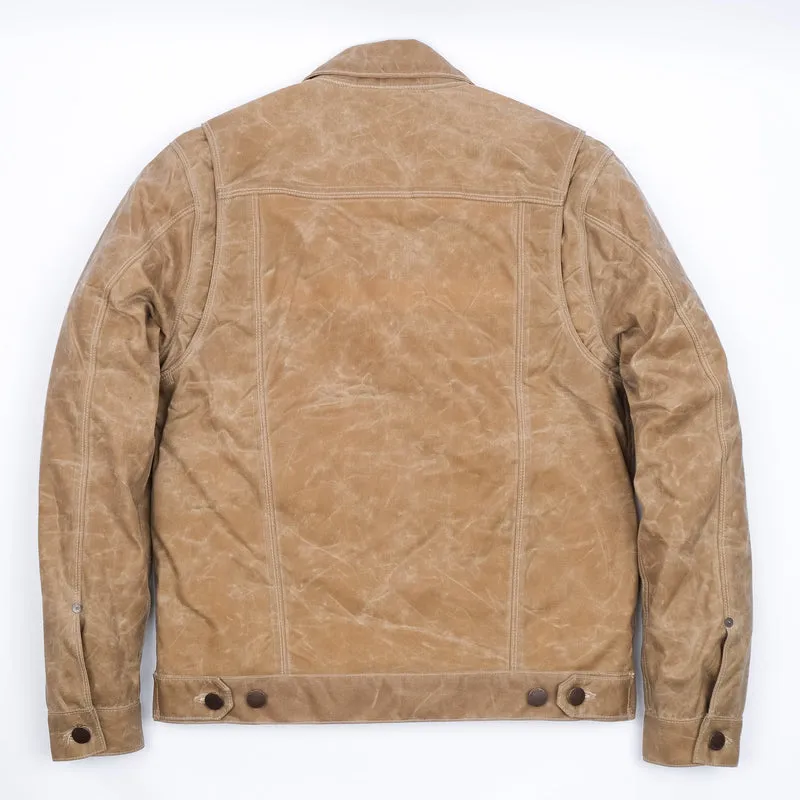 RIDERS JACKET WAXED CANVAS TOBACCO WITH TUMBLEWEED RED INTERIOR sold by Cave and Post product image thumbnail 3