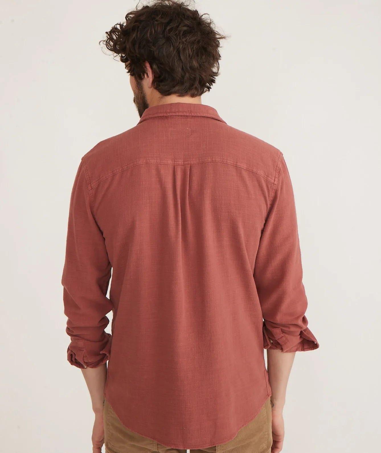 Long Sleeve Classic Stretch Selvage Shirt in Henna sold by Cave and Post product image thumbnail 4