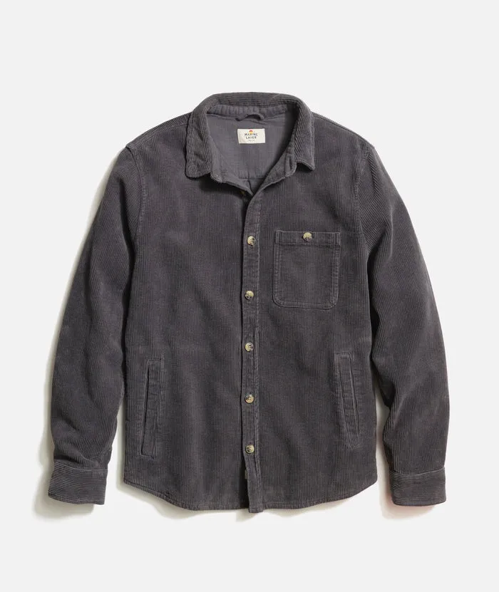 Max Broken In Corduroy Overshirt in Faded Black sold by Cave and Post