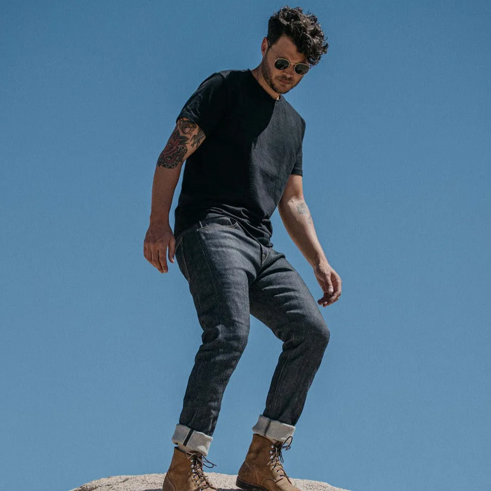 The Scissors Slim Tapered - Jett 14oz Selvedge sold by Cave and Post