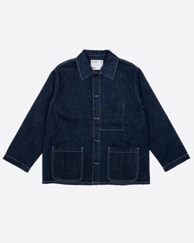 G.o.D Coach Jacket Hemp Denim Indigo sold by Cave and Post