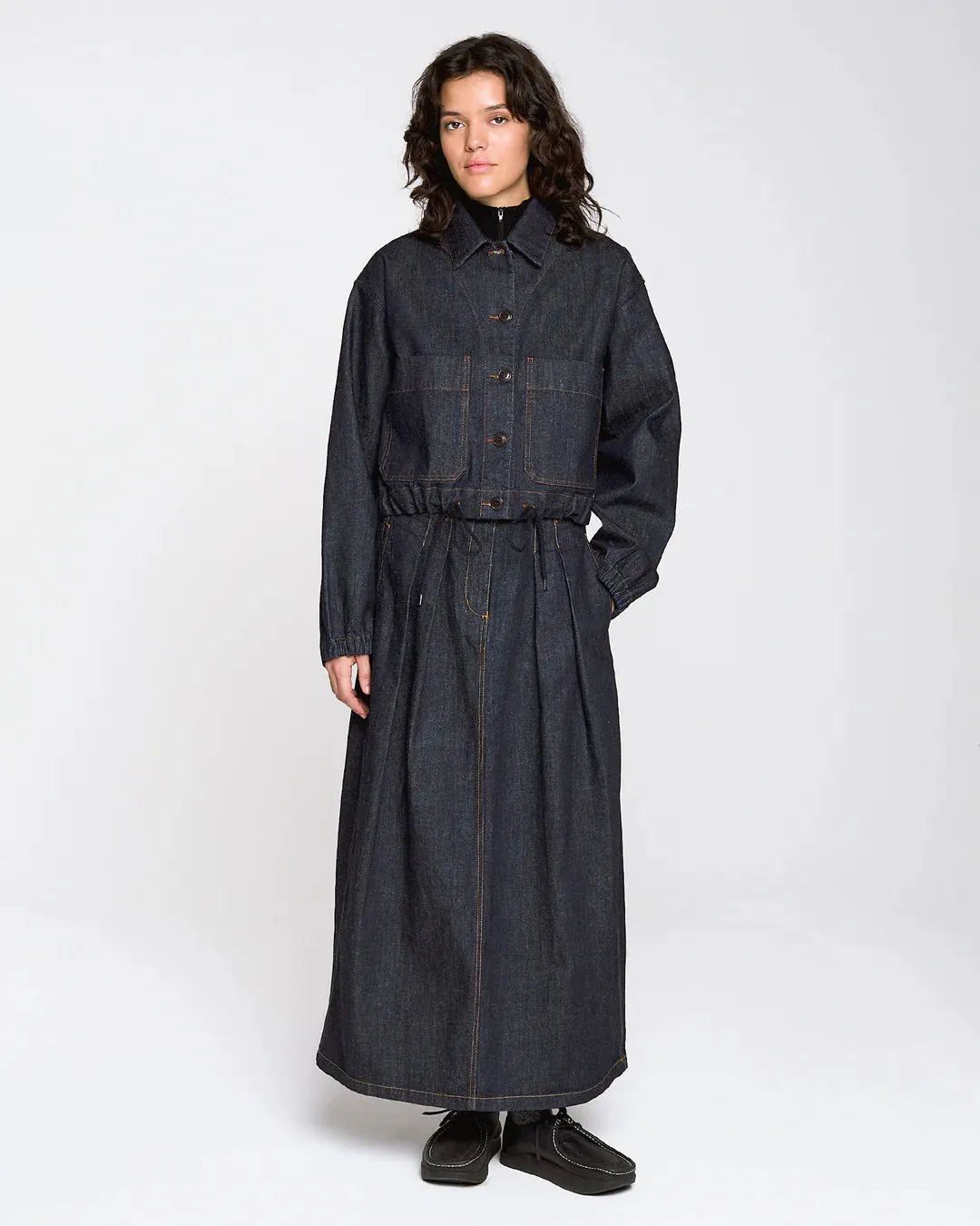 G.o.D Bulb Skirt Hemp Denim Indigo sold by Cave and Post product image thumbnail 2