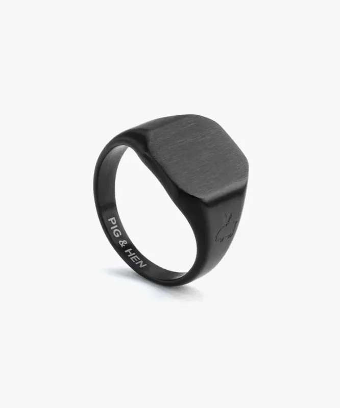 Signet Ring 16mm Classic Black sold by Cave and Post
