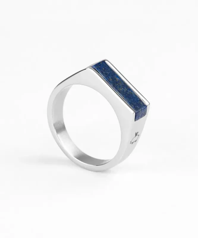 Signet Ring 7mm Lapis-Lazuli | Silver sold by Cave and Post