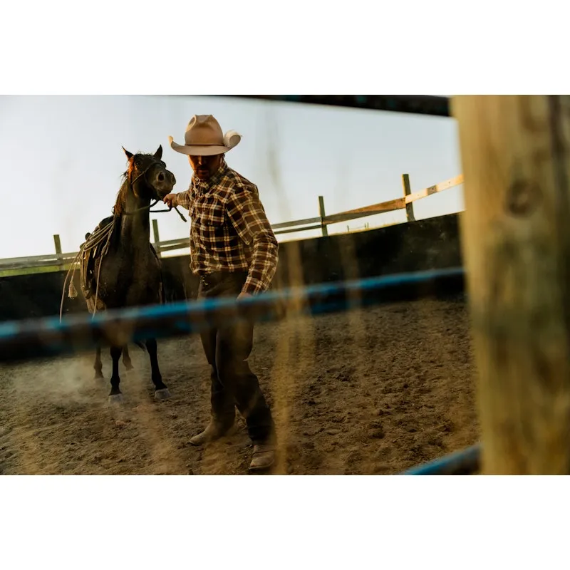FILED FLANNEL SHIRT - BROWN / GRAY sold by Cave and Post product image thumbnail 4