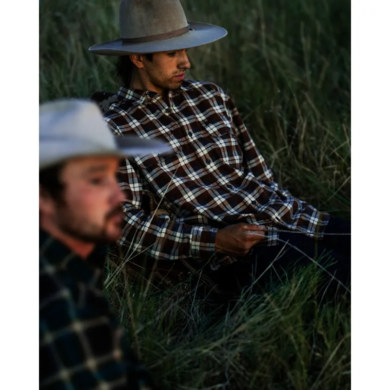 FILED FLANNEL SHIRT - BROWN / GRAY sold by Cave and Post product image thumbnail 5