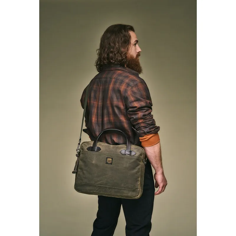 TIN CLOTH COMPACT BRIEFCASE - Otter Green sold by Cave and Post product image thumbnail 3