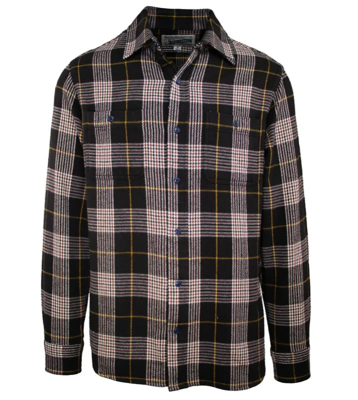 Schott Plaid Cotton Flannel Shirt - Brown with Gold sold by Cave and Post