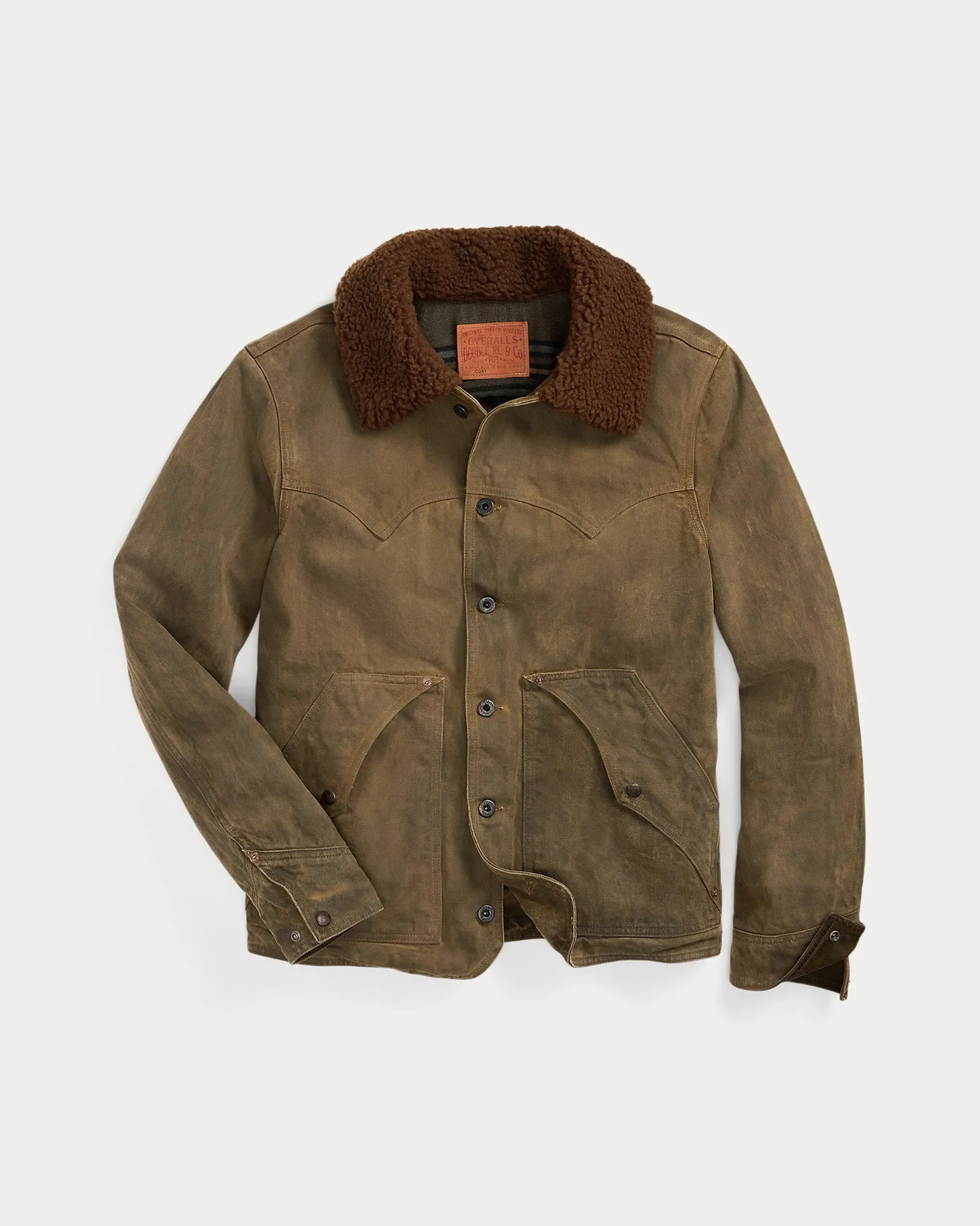 RRL Fleece-Collar Brown Denim Jacket sold by Cave and Post