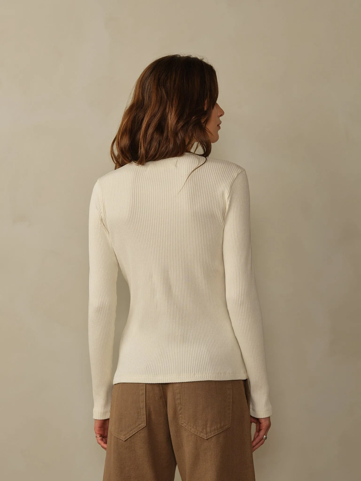 Women's Tasman Ribbed Henley - Stone sold by Cave and Post product image thumbnail 4