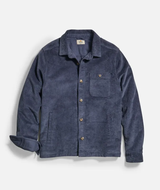 Max Stretch Corduroy Overshirt in Mood Indigo sold by Cave and Post