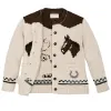 Women's Wool Cardigan - Cream Horse sold by Cave and Post