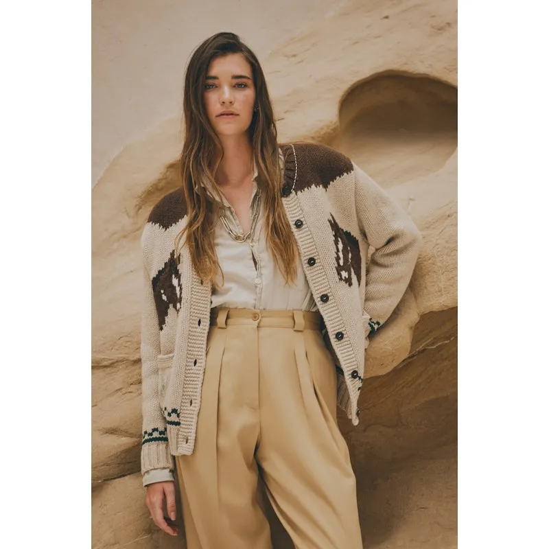 Women's Wool Cardigan - Cream Horse sold by Cave and Post product image thumbnail 2