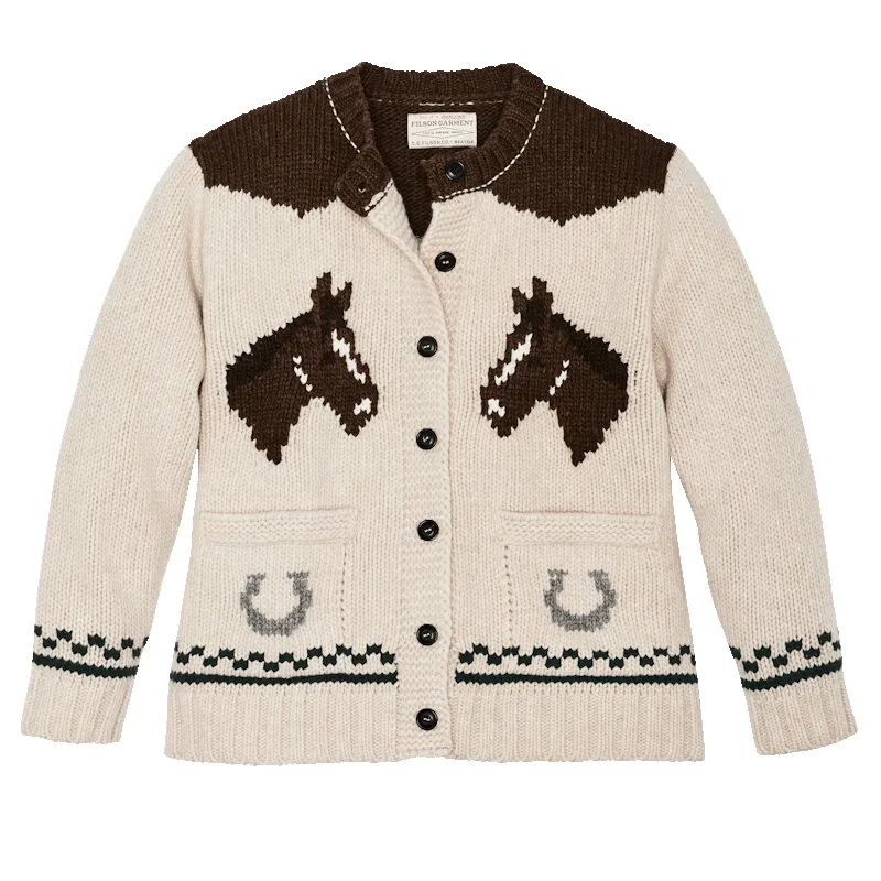 Women's Wool Cardigan - Cream Horse sold by Cave and Post product image thumbnail 3