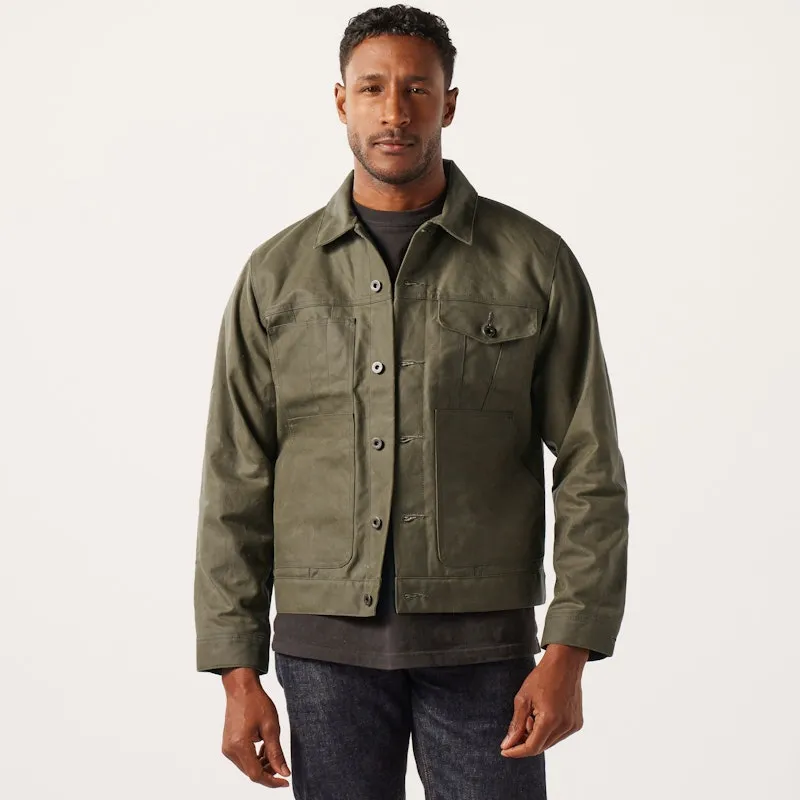 TIN CLOTH SHORT LINED CRUISER JACKET - MILITARY GREEN sold by Cave and Post