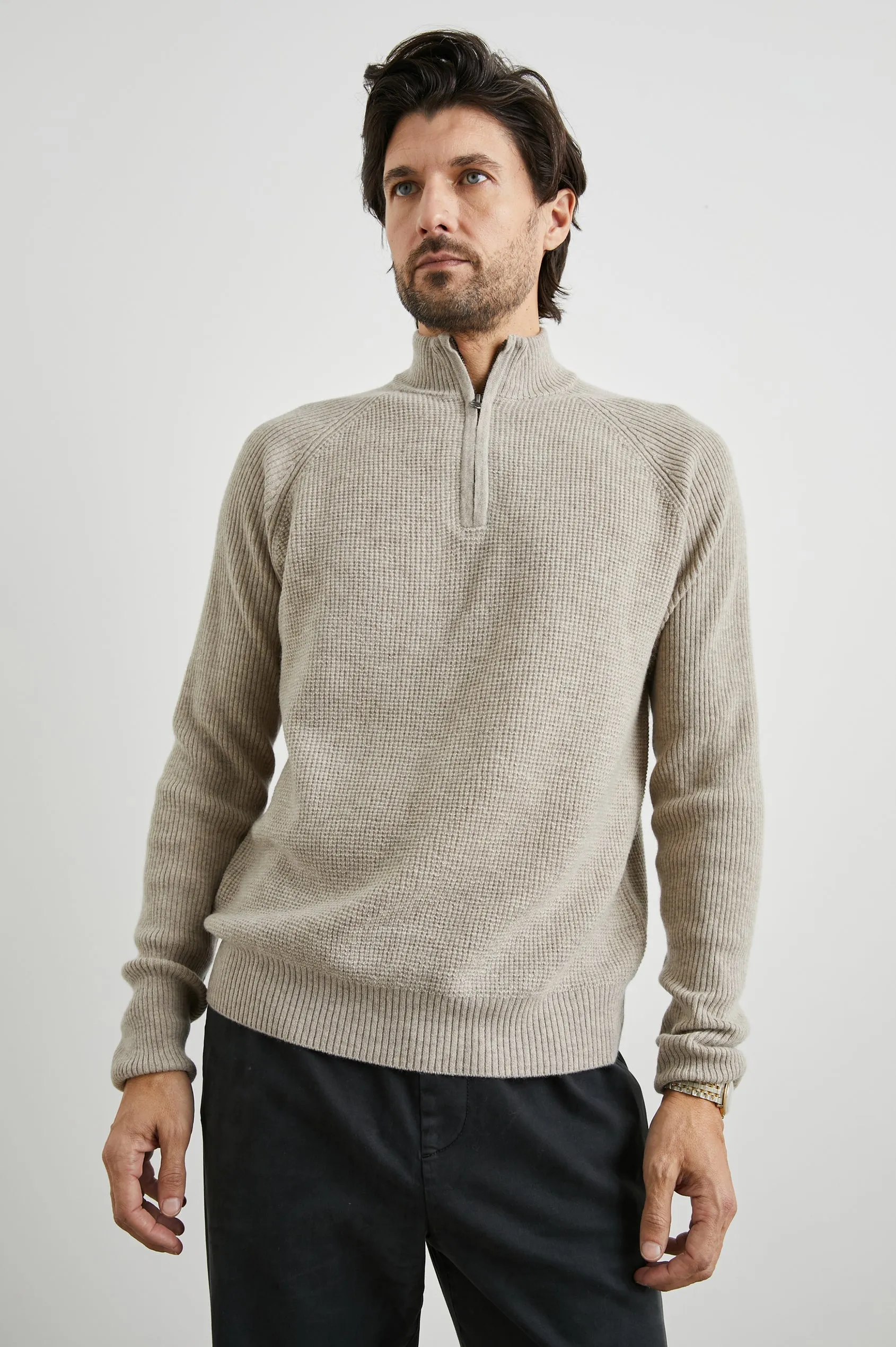 Stark Quarter Zip Oat Melange sold by Cave and Post