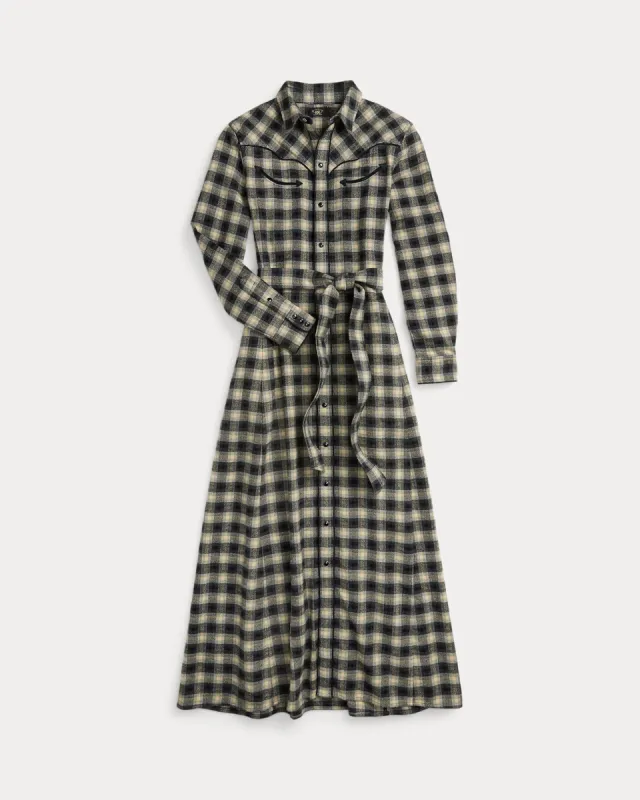 RRL Plaid Dobby Western Shirtdress sold by Cave and Post