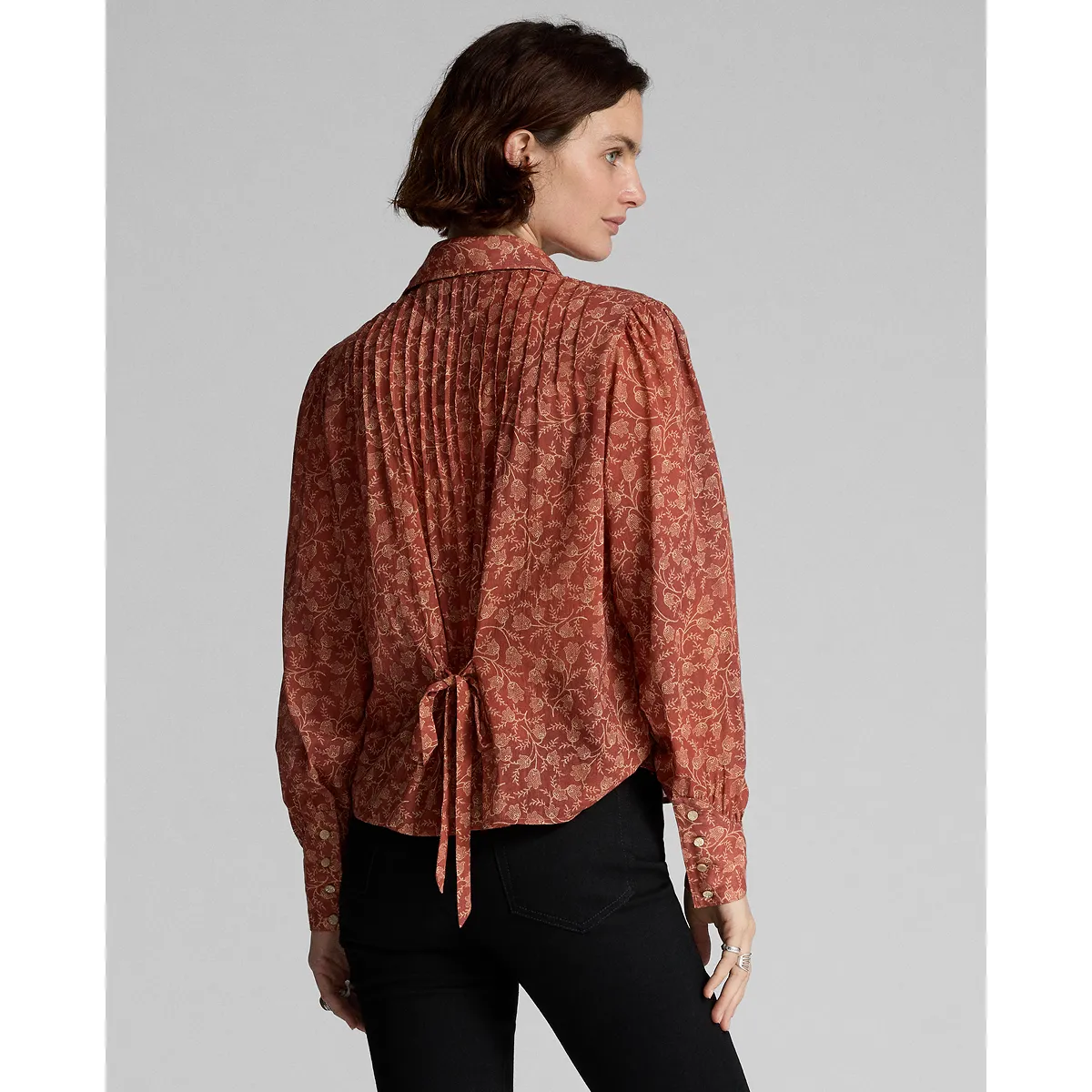 RRL Floral-Print Silk Tie-Back Blouse sold by Cave and Post product image thumbnail 4