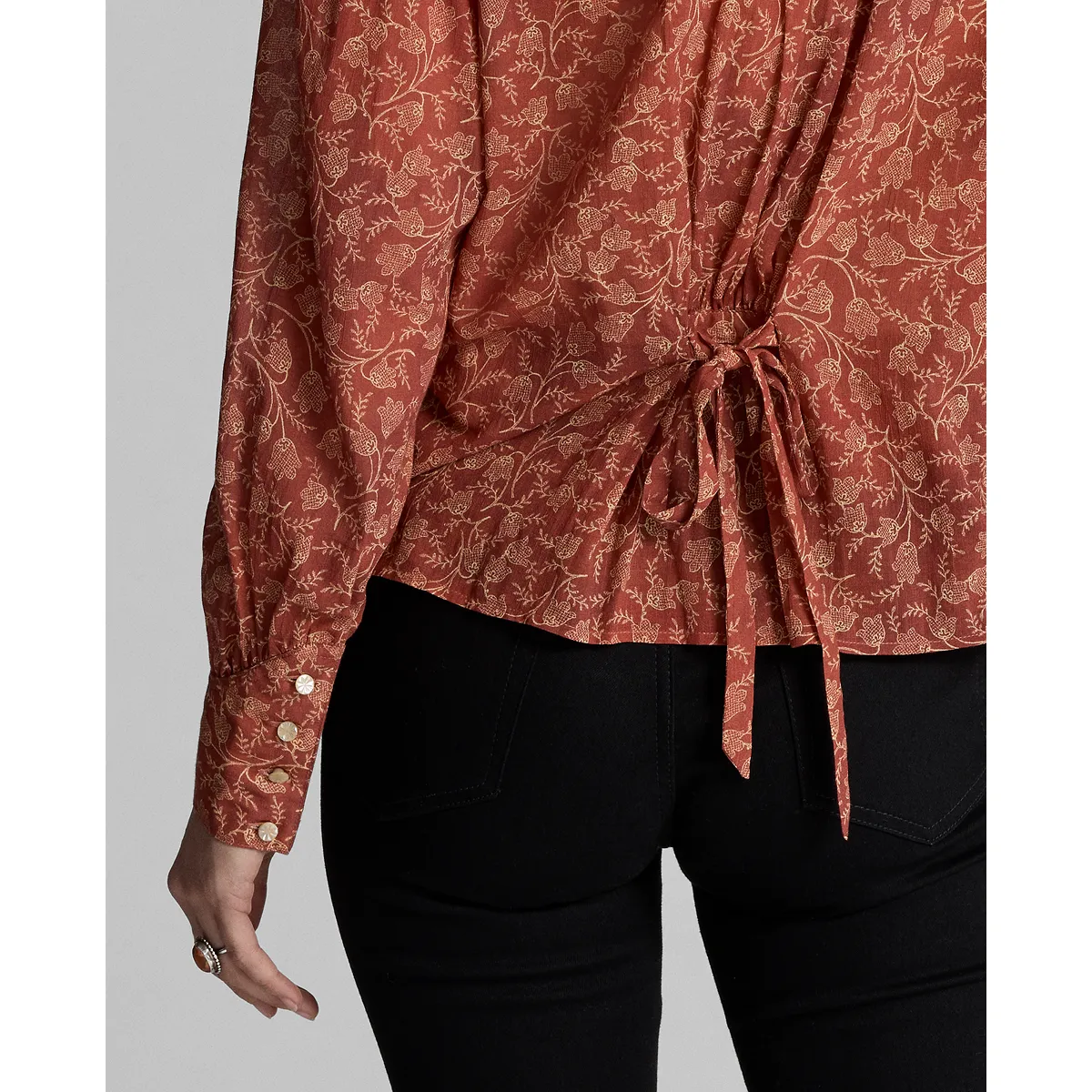 RRL Floral-Print Silk Tie-Back Blouse sold by Cave and Post product image thumbnail 5