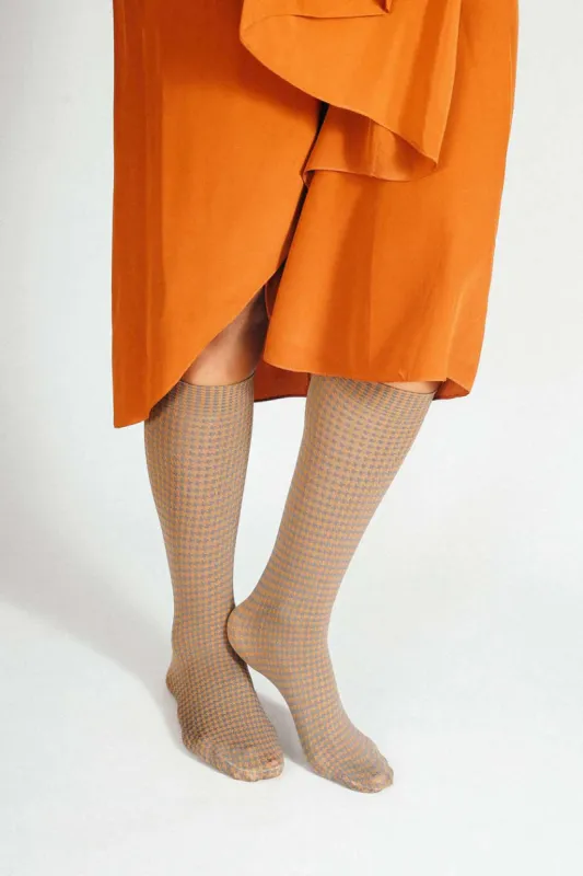 Silk Houndstooth Nylon Ankle Sock sold by Cave and Post