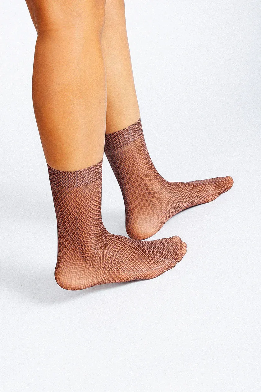 Ollie Patterned Nylon Ankle Sock - Orange sold by Cave and Post product image thumbnail 2