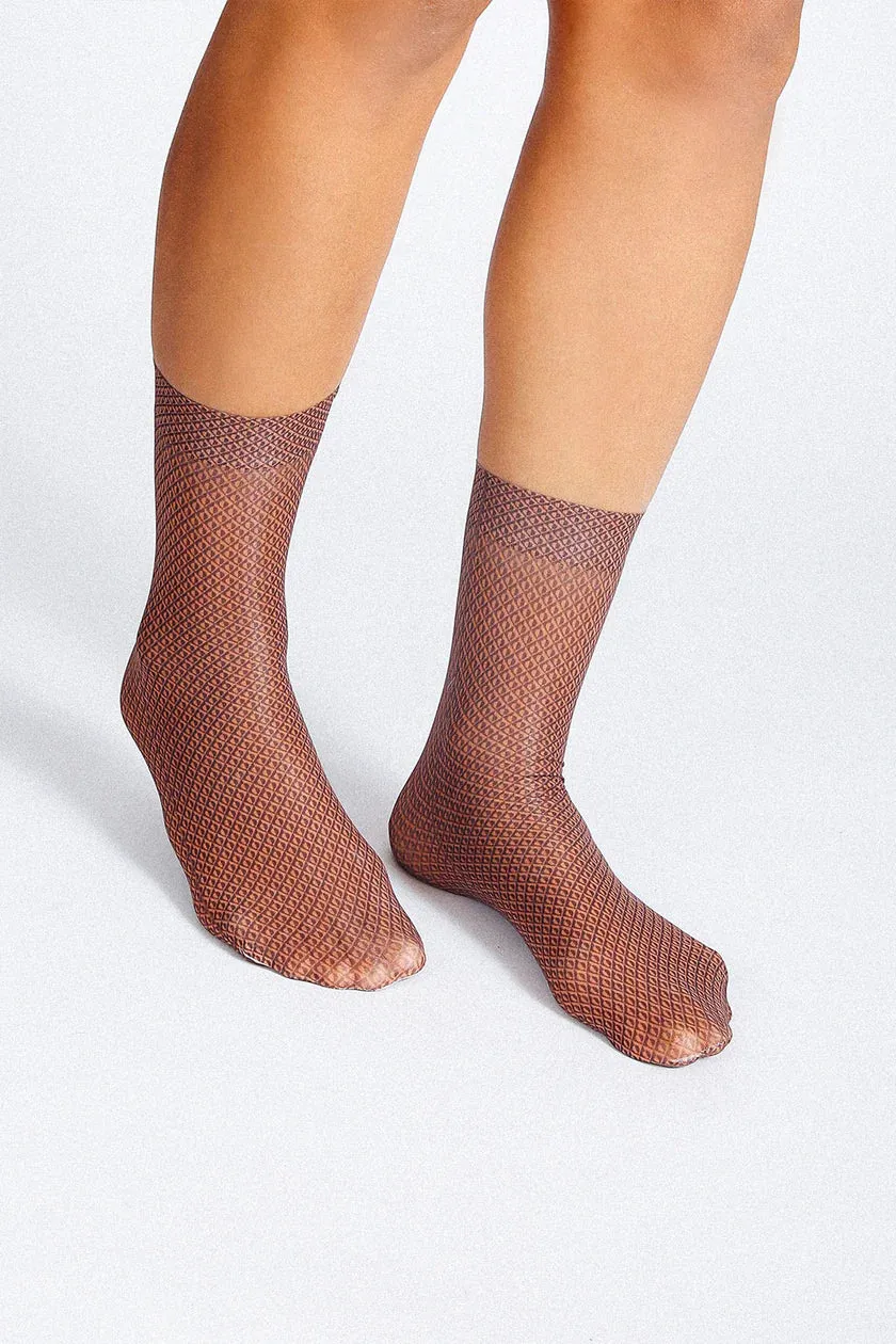 Ollie Patterned Nylon Ankle Sock - Orange sold by Cave and Post product image thumbnail 3