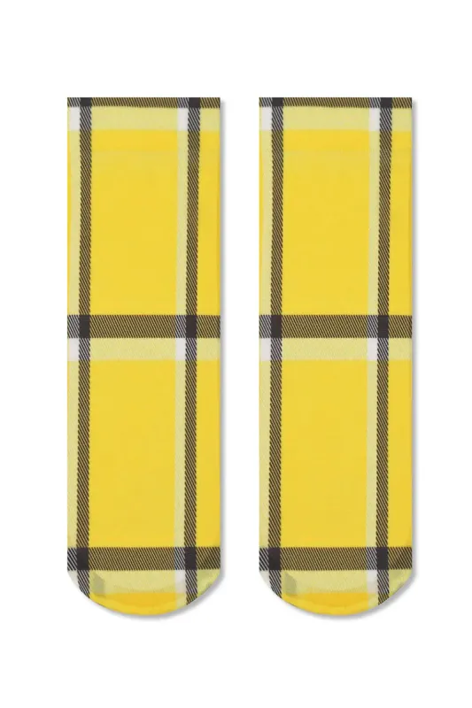 Cher Plaid Nylon Ankle Sock - Yello made by Cave and Post